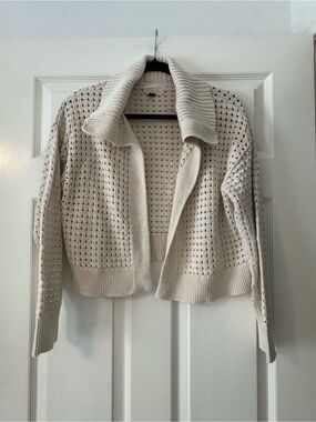 Universal Thread Cream Openwork Collared Cardigan